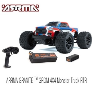[][ARA2102T1]1/18 GRANITE GROM MEGA 380 브러시드 4X4 몬스터 트럭 RTR (배터리 및 충전기 포함, 파란색)