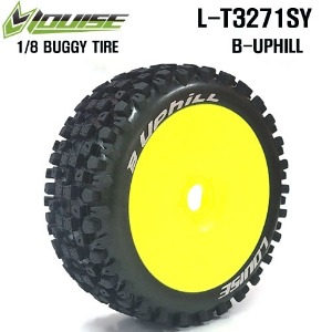 [매장입고][L-T3271SY] B-UPHILL 1/8 Buggy Tire Soft / Yellow Rim / Mounted / 본딩완료(반대분)(1/8버기타이어)