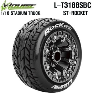 [L-T3188SBC] ST-ROCKET 2.2인치 Stadium Truck Tire Soft / Black Chrome Spoke Rim / Mounted 12mm HEX (반대분, 본딩완료)