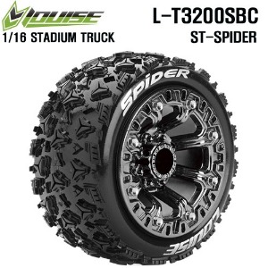 [L-T3200SBC] ST-SPIDER 2.2인치 Stadium Truck Tire Soft / Black Chrome Spoke Rim / Mounted 12mm HEX (반대분, 본딩완료)
