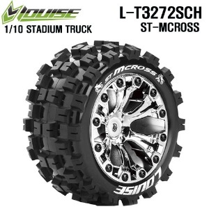 [L-T3272SCH] ST-MCROSS 2.8&quot; Truck Tire Soft / CHROME 1/2 Offset Rim / Mounted / 본딩완료(반대분)(1/10트럭&amp;몬스터타이어)