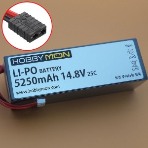 [#HBM5250M4S-TRX｜BM0322] [3셀 크기 4셀 리포 배터리] 5250mAh 14.8V 4S 25C LiPo Battery w/TRX Connector (크기 139 x 48 x 39mm)