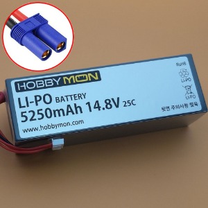 [#HBM5250M4S-EC5｜BM0322] [3셀 크기 4셀 리포 배터리] 5250mAh 14.8V 4S 25C LiPo Battery w/EC5 Connector (크기 139 x 48 x 39mm)
