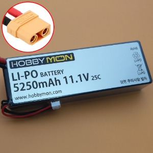 [매장입고][#HBM5250M3S-XT90｜BM0321] [2셀 크기 3셀 리포 배터리｜하드케이스] 5250mAh 11.1V 3S 25C Hard Case LiPo Battery w/XT90 Connector (크기 139 x 47 x 25.5mm)