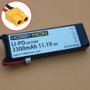 [매장입고][#HBM3300M3S] [얇은 3셀 리포 배터리] 3300mAh 11.1V 3S 40C LiPo Battery w/XT60 Connector (카포 JK 맥스) (크기 135 x 43 x 19mm)