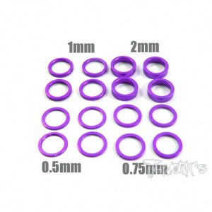 [TA-051P]Aluminum 6x8 Shim Set 0.5, 0.75 ,1 ,2 ,3 ,5mm each 4pcs (Purple)