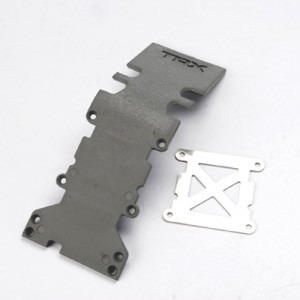 [AX4938A] Skidplate rear plastic (grey)/ stainless steel plate