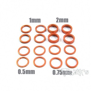 [TA-051O]Aluminum 6x8 Shim Set 0.5, 0.75 ,1 ,2 ,3 ,5mm each 4pcs ( Orange )