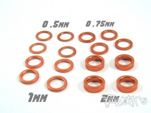 [TA-046O]Aluminum 5x7 Shim Set 0.5, 0.75 ,1 ,2 ,3 ,5mm each 4pcs ( Orange )