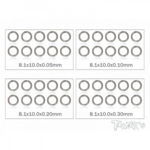 [TA-095-8]8x10x0.05,0.1,0.2,0.3mm Shim Washer Set each 10pcs.
