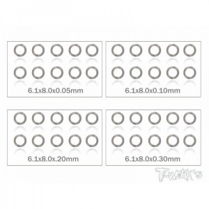 [TA-095-6]6x8x0.05,0.1,0.2,0.3mm Shim Washer Set each 10pcs.