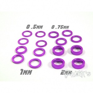 [TA-046P]Aluminum 5x7 Shim Set 0.5, 0.75 ,1 ,2 ,3 ,5mm each 4pcs ( Purple )
