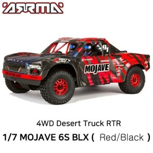 [최신버전][ARA7604V2T2] ARRMA 1:7 MOJAVE 6S V2 4WD BLX Desert Truck with Spektrum Firma RTR, Red/Black
