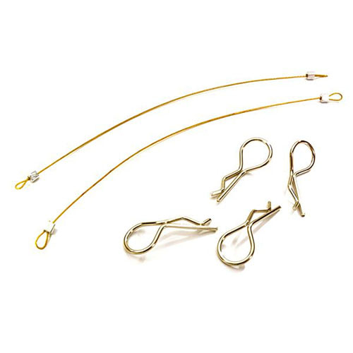 Secured Body Clip (4) with 150mm Retainer Link for 1/8 Scale (Gold)