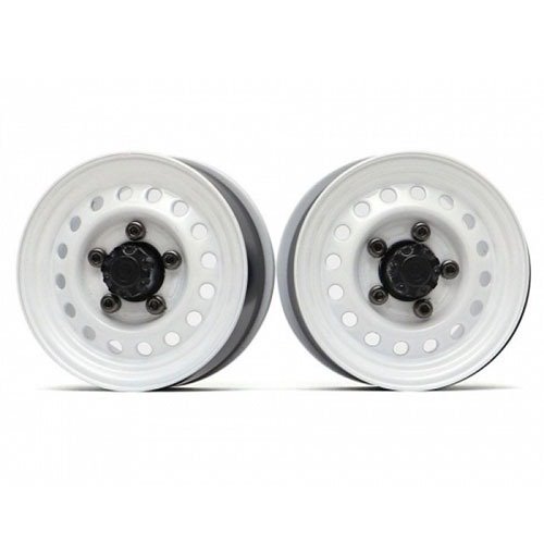 [#BRW780955FW] 1.55&quot; 16-Hole Classic Steelie Reversible Beadlock Wheels (Front) w/ XT504 Hubs White