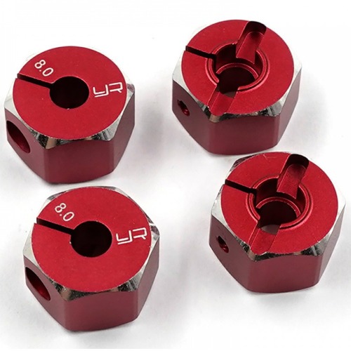 [#WA-041RD] Aluminun Hex Adaptor Set 12x8mm (Red) for 1/10 RC Touring Drift Crawler