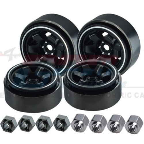 [#TRX4MZSP1221-BK] [4개입] Aluminum 1.0 Inch Beadlock Wheel Rims Set (6 Poles) (트랙사스 TRX-4M)