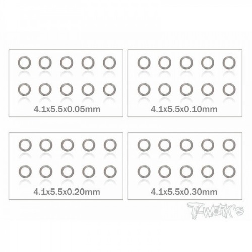 [TA-095-4]4x5.5x0.05,0.1,0.2,0.3mm Shim Washer Set each 10pcs.