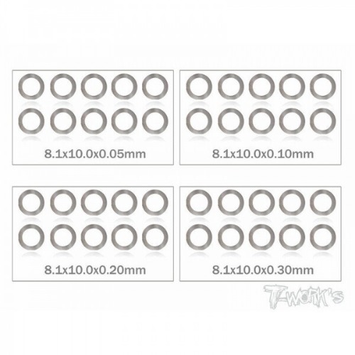 [TA-095-8]8x10x0.05,0.1,0.2,0.3mm Shim Washer Set each 10pcs.