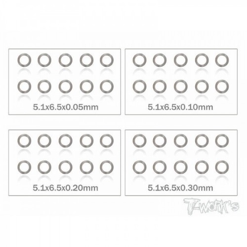 [TA-095-5]5x6.5x0.05,0.1,0.2,0.3mm Shim Washer Set each 10pcs.