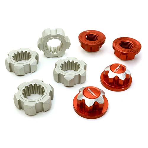 Billet Machined 24mm Wheel Adapters &amp; 17mm Wheel Nuts for Traxxas X-Maxx 4X4 (Red)