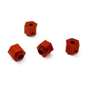 Alloy Machined 12mm Hex Wheel (4) Hub 9mm Thick for Traxxas TRX-4 Scale Crawler (Red)