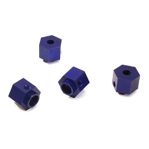 Alloy Machined 12mm Hex Wheel (4) Hub 9mm Thick for Traxxas TRX-4 Scale Crawler (Blue)
