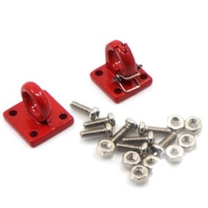[#YA-0462RD] 1/10 RC Rock Crawler Accessories Heavy Duty Four Bolt Lunette Ring Tow Hook Red