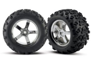 AX4973R Tires &amp; wheels assembled glued (Hurricane chrome wheels T-Maxx tires)