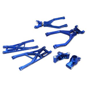[#C28158BLUE] Billet Machined Rear Suspension Set for Traxxas 1/10 Scale Summit 4WD (Blue)