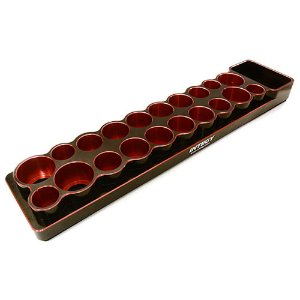 Universal 20 Slots Tool Base 14, 16, 18 &amp; 22mm w/ Magnetic Tray (Red)
