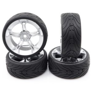 [#WL-0104] [4개입] Spec T MS Wheel Offset 3 Silver w/Tire for 1/10 Touring