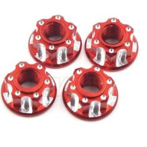 [SDY-0164RD] [4개] Aluminium 4mm Serrated Lock Nut (Red)