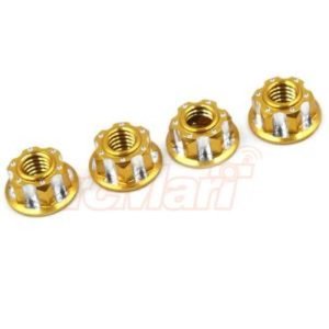 Slidelogy Aluminium 4mm Serrated Lock Nut 4 pcs Gold