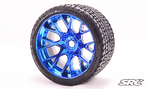 [SRC1001BC]Road Crusher Onroad Belted tire Blue wheels 1/2 offset W/ WHD (146mm Diameter) 2pcs