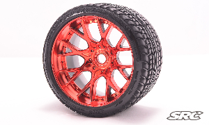 [SRC1001R]Road Crusher Onroad Belted tire Red wheels 1/2 offset W/ WHD (146mm Diameter) 2pcs