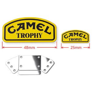 [데칼2개/브라켓포함] 2 x Camel Trophy Metal Plates Large 48mm&amp;25mm w/Bracket for TRX-4 Defender