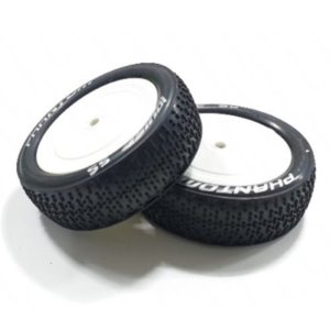 [L-T3184VWLF] E-PHANTOM 1/10 EP Buggy 2WD Front Tires Super Soft Compound / 2.2&quot; White Rim (For Team Losi 22 Front)/ Mounted