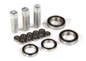 Ball bearing set, TRX-4® Traxx™, black rubber sealed, stainless (contains 5x11x4 (40), 20x32x7 (2), &amp; 17x26x5 (2) bearings/ 5x11x.5mm PTFE-coated washers (40)) (for 1 pair of front or rear tracks)