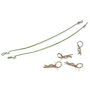 Secured Body Clip (4) with 140mm Retainer Link for 1/10 Off-Road Crawler (Green)