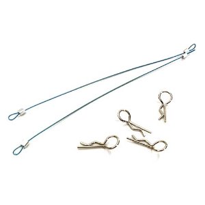 Secured Body Clip (4) wi th 120mm Retainer Link for 1/10 On-Road (Blue)