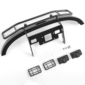 [#VVV-C0934] Ranch Steel Front Winch Bumper w/ Lights for Axial 1/10 SCX10 II UMG10 (Black)