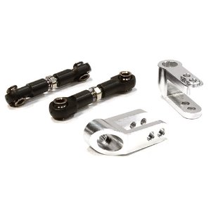 [#C26091SILVER] Billet Machined Steering Servo Horn &amp; Linkage Set for Traxxas 1/10 Scale Summit (Silver)