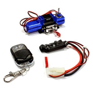 [#C25622BLUE] Billet Machined T8 Realistic Mega Winch w/ Remote for Scale Crawler 1/10 Size (Blue)