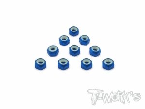 [ASS-3SLN-TB]Aluminium Short Lock Nuts 3mm 10pcs. (Tamiya Blue)