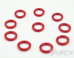 Aluminum 4mm Bore Washer 1.0mm ( Red ) 10pcs. (#TA-015R)