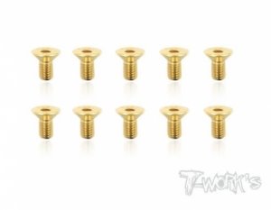 3x6mm Gold Plated Hex. Countersink Screws（10pcs.) (#GSS-306C)