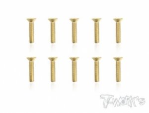 3x14mm Gold Plated Hex. Countersink Screws（10pcs.) (#GSS-314C)