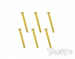 3x25mm Gold Plated Button Head Screws (6pcs.) (#GSS-325B)