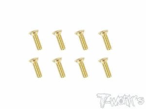 2.5x8mm Gold Plated Steel Hex. Countersink Screws（8pcs.）(#GSS-2508C)